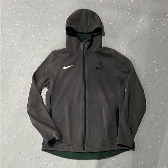 Nike Gray Performance Jacket with Hood and Zip-Up Style - Picture 1 of 6